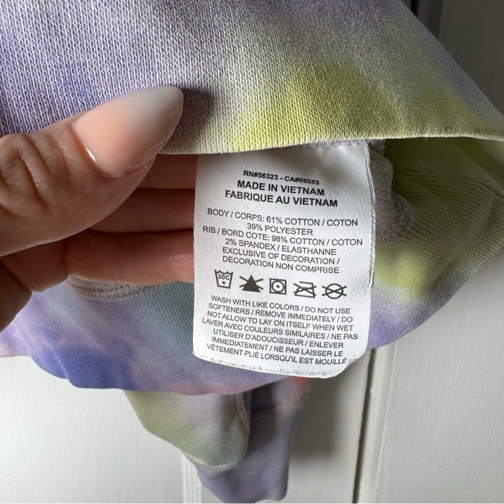 Nike Women’s Pastel Tie-Dye Hoodie Multicolor Boxy Cropped Large - Picture 10 of 11